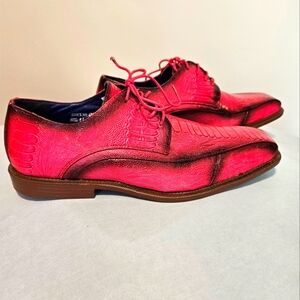 Roberto Chillini Red Oxford Faux Gator dress shoes Size 8.5